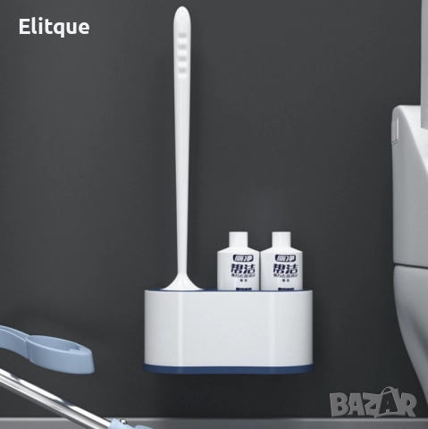 Тоалетна силиконова четка с двойна поставка в бяло и сиво, снимка 7 - Други стоки за дома - 52743863