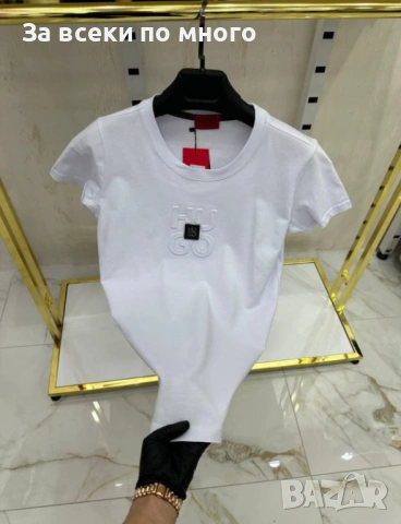 Дамска тениска Hugo БЯЛА ЧЕРНА РОЗОВА, снимка 4 - Тениски - 53557983