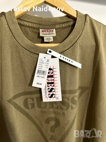 Зелена тениска Guess Originals, снимка 2 - Тениски - 53486913