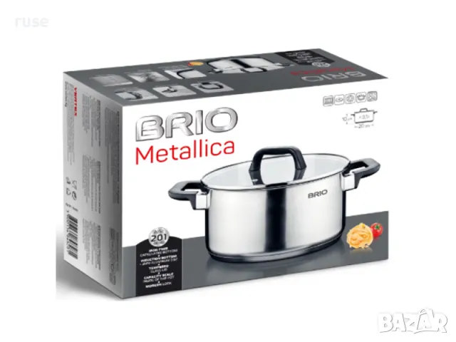 НОВИ! Тенджера с капак 4л Brio Metallica индукция 22х11см, снимка 2 - Съдове за готвене - 47462583