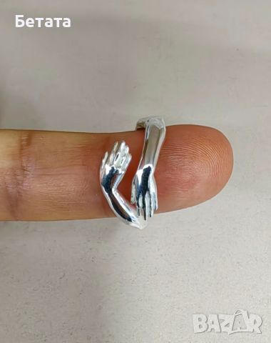 Сребъре пръстен с майчини ръце, красив сребър пръстен, уникален пръстенрегулируем пръстен-925 сребро, снимка 1 - Пръстени - 45776137