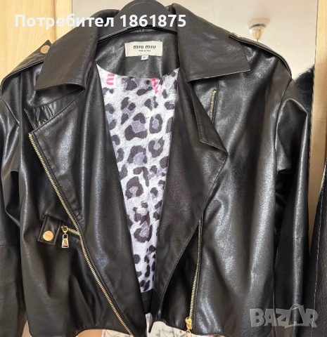 Дамско кожено яке MIU MIU, снимка 5 - Якета - 53846510