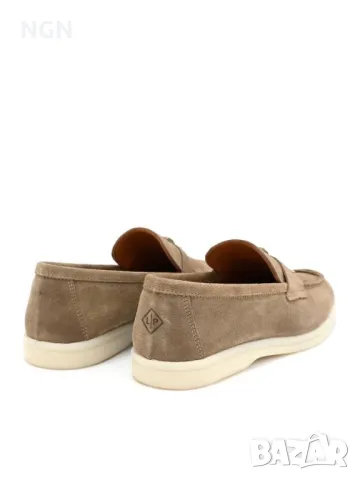 Дизайнерски дамски мокасини в тъмно бежов велур, снимка 4 - Дамски ежедневни обувки - 50014889