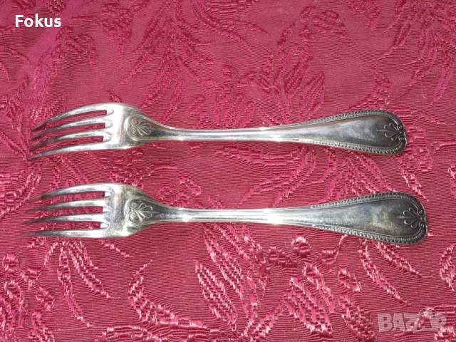 Стари антикварни посребрени луксозни вилици Christofle 2 бр., снимка 5 - Антикварни и старинни предмети - 53726607