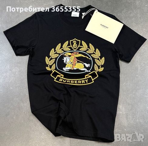 Нови мъжки тениски с етикети Burberry в черен цвят S-2XL