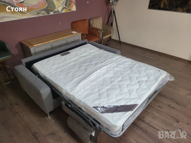 Сив диван от плат двойка Natuzzi с функция сън, снимка 2 - Дивани и мека мебел - 54289093