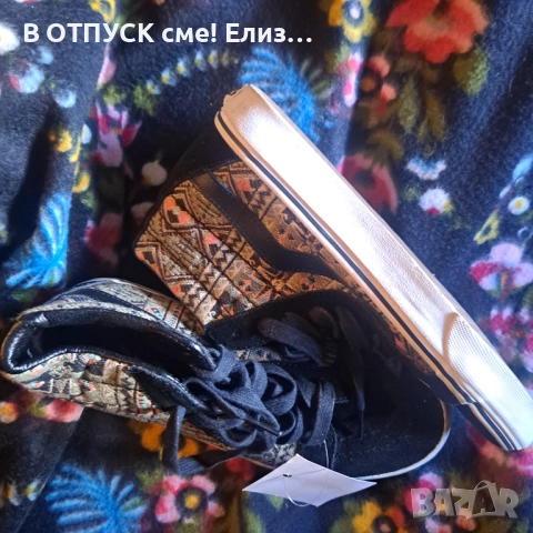  Оригинал велур скейт високи кецове VANAS етно десен, снимка 10 - Кецове - 51800815