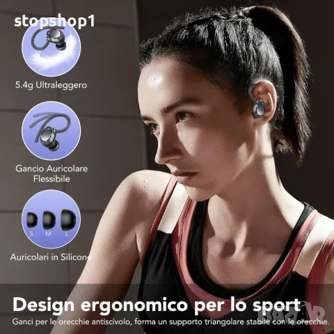 Tukio Wireless Earbuds, Ear Buds 80H Playtime with Earhooks, Bluetooth 5.3 слушалки с 4 ENC микрофон, снимка 5 - Bluetooth слушалки - 48851733