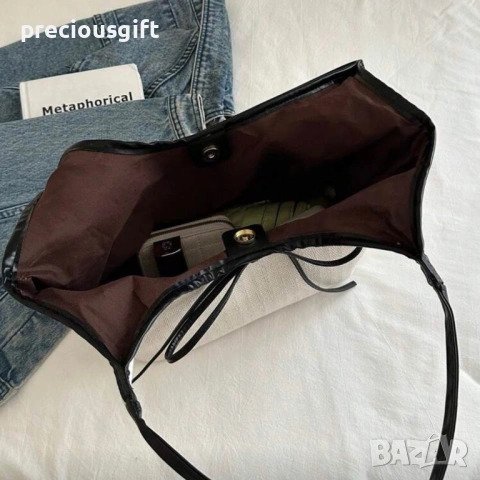 Дамска голяма чанта с панделка, снимка 5 - Чанти - 53289853