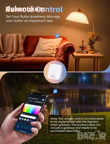 НОВA! Alexa LED Електрическа крушка Bluetooth, 12W 1150LM RGB, снимка 6 - Лед осветление - 47482922