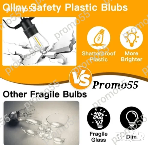 Светлинна верига от  Енергоспестяващи лед крушки 5м. 10Бр. за декорация на градина и дом, снимка 9 - Външни лампи - 50479584