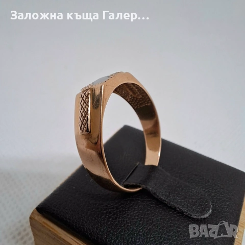 Мъжки златен пръстен с фианити, 4,20г – мощен и стилен, снимка 6 - Пръстени - 54216591