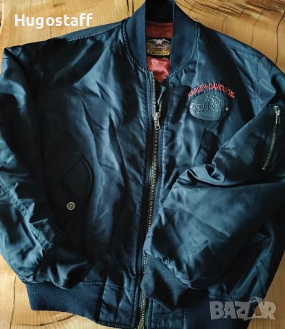 Винтидж оригинално черно бомбър яке на Harley-Davidson Owners Group (HOG)Хл, снимка 5 - Якета - 52315224