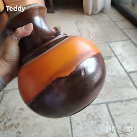 Винтидж остъклена керамична ваза от Bay Keramik, Германия, снимка 7 - Антикварни и старинни предмети - 52318260