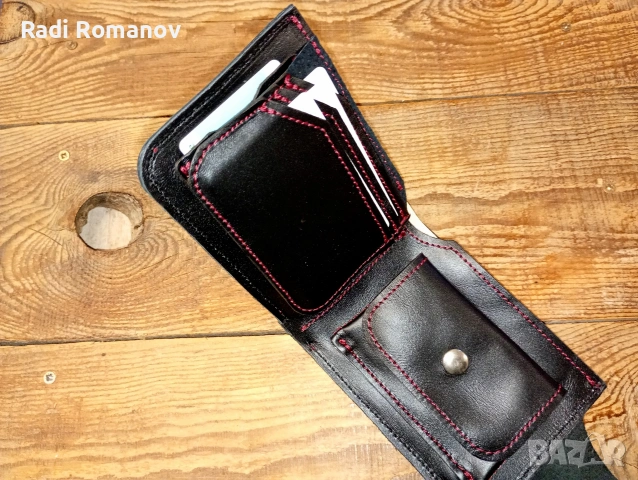 Ръчно изработен мъжки кожен портфейл , снимка 2 - Портфейли, портмонета - 54009671