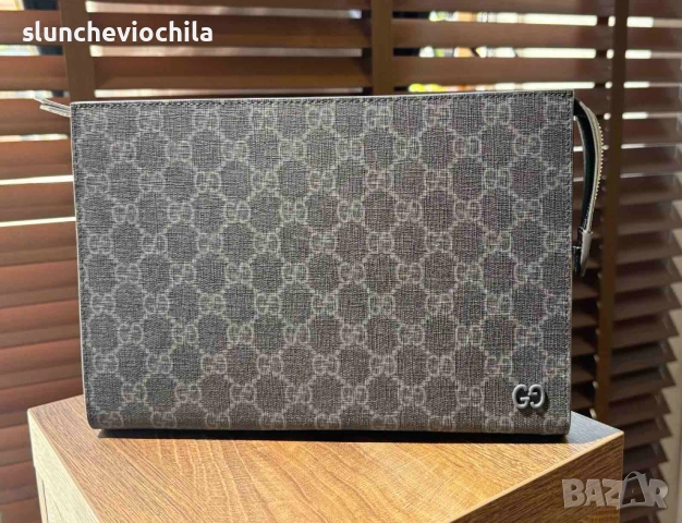 Чанта Gucci Grey Trim Pouch, снимка 2 - Чанти - 54224953