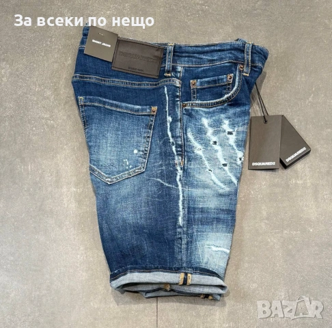 DSQUARED2 Мъжки Сини Къси Дънки С Накъсан Ефект🔝Дамски Къси Дънкови Панталони Код Mens P.193, снимка 2 - Дънки - 53921553