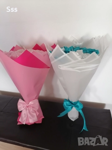 Букет от вечни сатенени рози , снимка 8 - Изкуствени цветя - 52592587