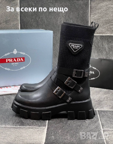Prada Дамски Черни Боти Тип Чорап Прада Код E853, снимка 4 - Дамски боти - 51587429
