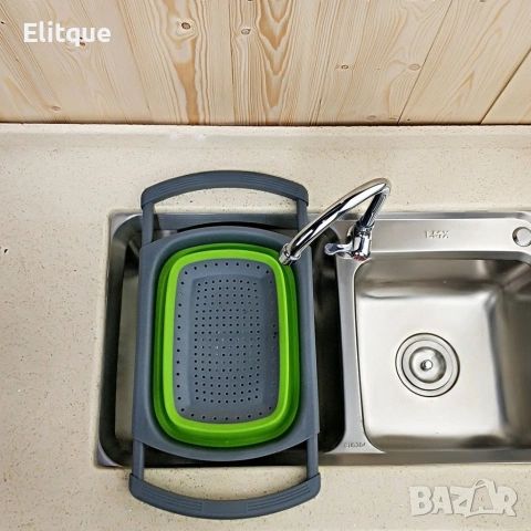Сгъваема правоъгълна кошница за измиване и изцеждане на плодове и зеленчуци, снимка 4 - Аксесоари за кухня - 53447520