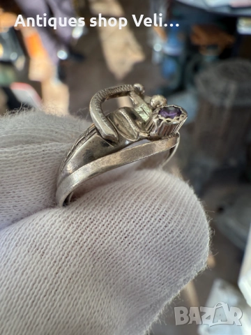 Сребърен пръстен с аметист №7642 , снимка 5 - Пръстени - 52536904