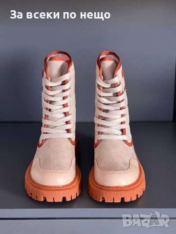 Celine Дамски Бежови Боти Селин Код E928, снимка 5 - Дамски боти - 51956070