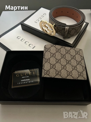 Колан и портфейл Gucci, снимка 2 - Колани - 51693614