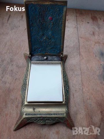 Стар тефтер за бележки бронз емайл двуглав орел, снимка 3 - Антикварни и старинни предмети - 54257553