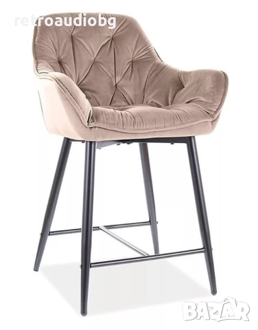 Бар стол ЧЕРИ Н-2 ВЕЛВЕТ кадифе в бежово