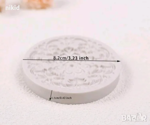 кръгъл орнамент цвете силиконов молд форма фондан шоколад гипс , снимка 3 - Форми - 49627232