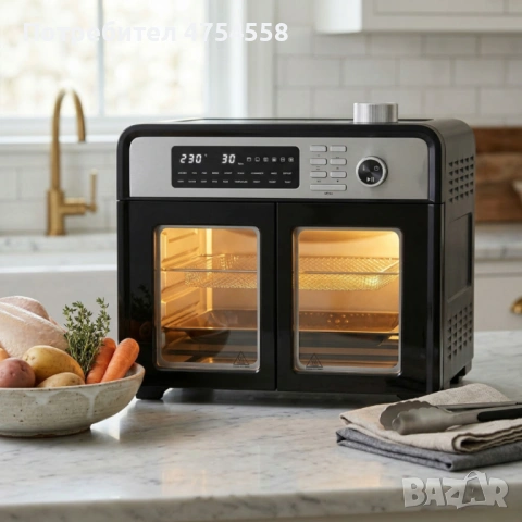 Комбиниран фритюрник с горещ въздух и фурна XXL 28 литра - здравословно готвене за цялото семейство, снимка 2 - Печки, фурни - 53887974