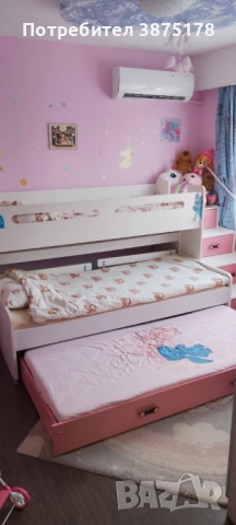 Многофункционално двуетажно детско легло с бюро и трето легло тип "сандвич"., снимка 4 - Спални и легла - 54014891