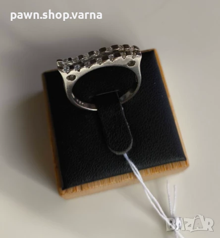 Нов сребърен пръстен 925 с фианити – родиран, 3,60 г, размер 18,5 мм, снимка 4 - Пръстени - 51408372