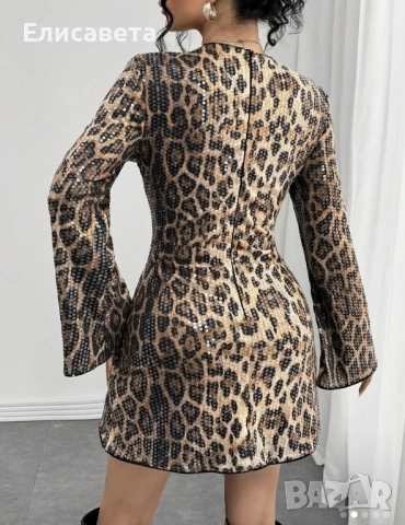 Дамска модерна рокля в леопардов цвят , снимка 6 - Рокли - 51714257