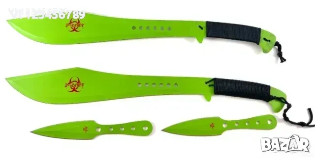 Мачете масивно голямо Zombie Apocalypse killer Green к-кт /1/ 4 бр остриета, снимка 2 - Колекции - 50773009