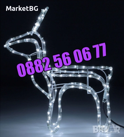 Коледен светещ елен, коледна украса, топла бяла светлина, снимка 5 - Декорация за дома - 52428716