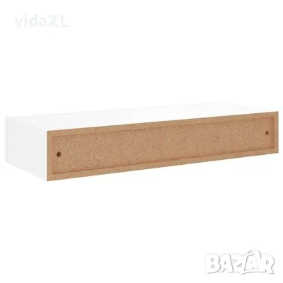 vidaXL Стенен рафт с чекмедже, бял, 60x23,5x10 см, МДФ（SKU:330255）, снимка 3 - Други - 48485755