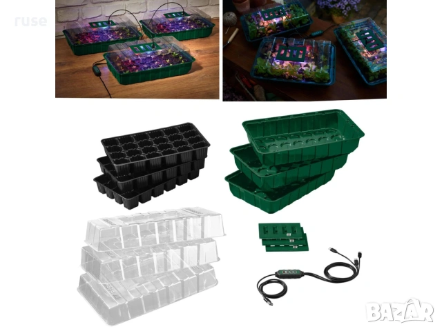 НОВИ! Комплект мини оранжерия с LED за отглеждане на растения Parkside 72 места