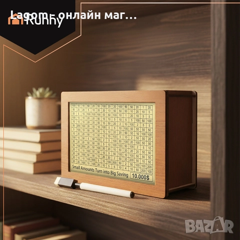 Дървена касичка за пари за деца и възрастни, с цифри за отбелязване Ruhhy, снимка 3 - Декорация за дома - 52550258