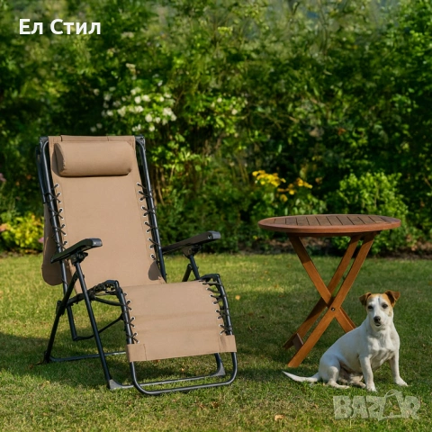 Сгъваем градински шезлонг с нулева гравитация и сенник–комфорт за пълна релаксация, снимка 3 - Градински мебели, декорация  - 53574360