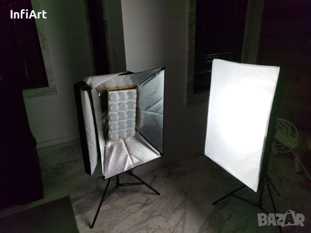ТУНИНГ LED СТУДИЕН КОМПЛЕКТ ОСВЕТЛЕНИЕ – 2 бр. софтбокса (50x70 см) – 135W / 6500K / 10800 lm, снимка 2 - Светкавици, студийно осветление - 52076783