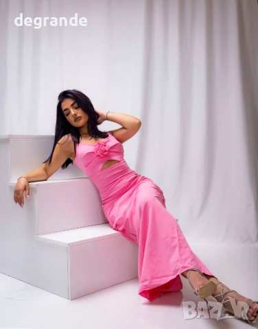 Розова рокля с цвете, снимка 3 - Рокли - 50908076