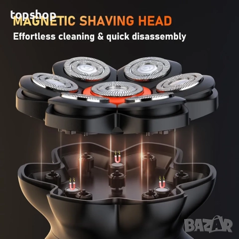 Нова самобръсначки Maxgroom 7 глави за мъже, 7D водоустойчива с подобрено гъвкаво острие, дълъг ..., снимка 2 - Тримери - 52077478