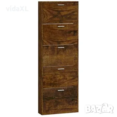 vidaXL Шкаф за обувки, опушен дъб, 59x17x169 см, инженерно дърво（SKU:342515）, снимка 4 - Шкафове - 49440109