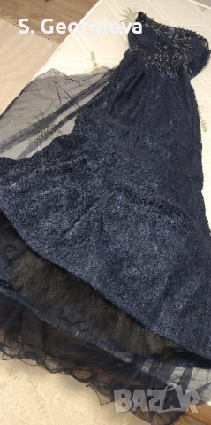 Тъмносиня абитюриентска рокля с тюл, снимка 2 - Рокли - 54282720