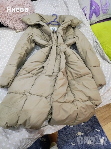 Дълго зимно дамско яке Цвят бежов, снимка 7 - Якета - 51857656