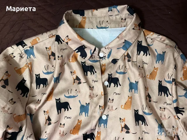 За любителите на котки Две дамски ризи с котки , снимка 6 - Ризи - 50297592