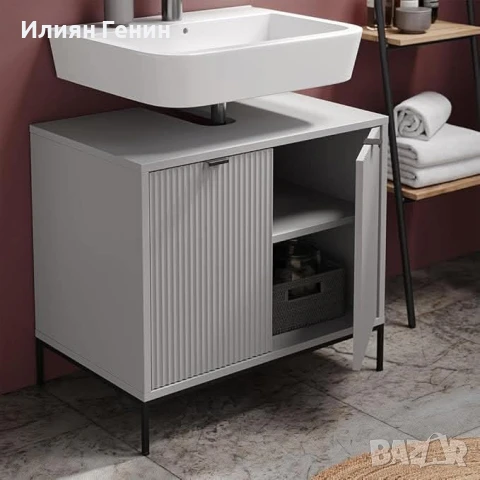 Шкаф за мивка Vicco Eliza, сив, 70 x 63 см с врати и чекмедже, снимка 4 - Шкафове - 50556723