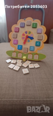 Дървен образователен часовник, снимка 1