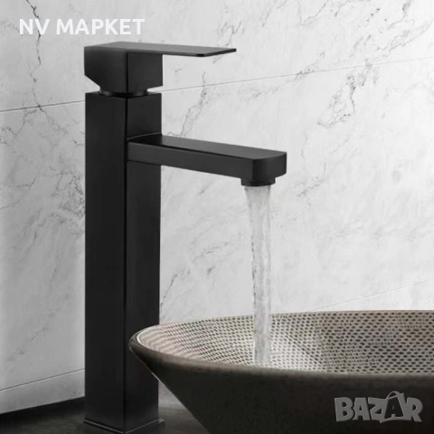 Стилен смесител за мивка за баня, неръждаема стомана, черен, снимка 2 - Смесители - 53837442